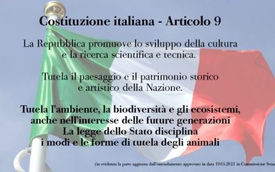 L’INSERIMENTO DELLA SALVAGUARDIA AMBIENTALE IN COSTITUZIONE E’ UN ATTO DI FONDAMENTALE IMPORTANZA PER IL PRESENTE ED IL FUTURO DEL PAESE