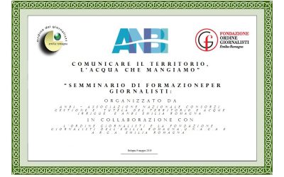 SEMINARIO DI FORMAZIONE  “COMUNICARE IL TERRITORIO: L’ACQUA CHE MANGIAMO” IN COLLABORAZIONE CON L’ORDINE GIORNALISTI E LA FONDAZIONE GIORNALISTI DELL’EMILIA-ROMAGNA