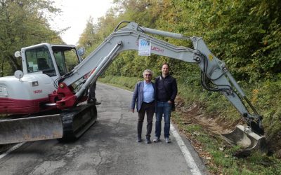 TERMINATI I LAVORI DI REGIMAZIONE DELLA STRADA SARIGNANA-RUSINO. Sopralluogo del direttore generale Fabrizio Useri e del sindaco di Neviano degli Arduini Alessandro Garbasi