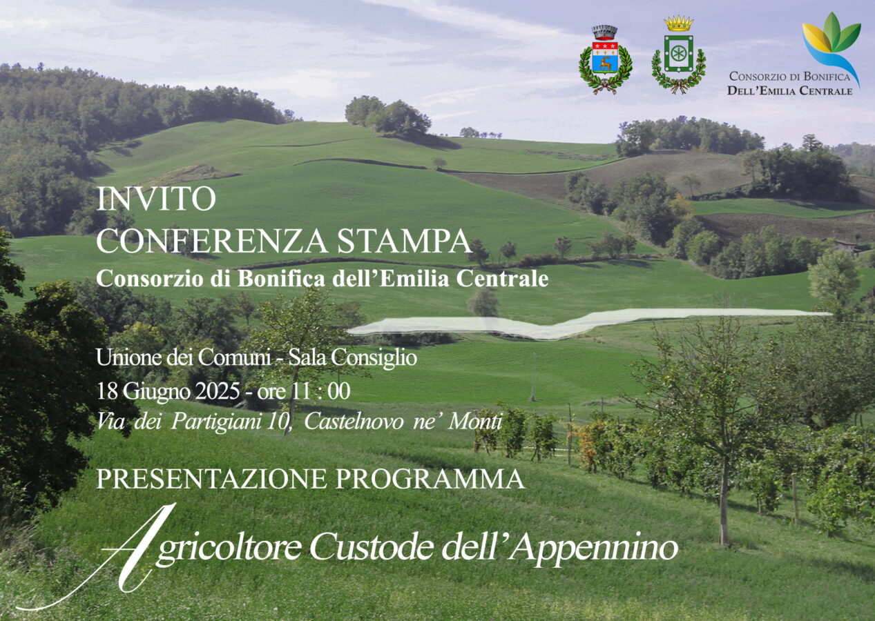 INVITO STAMPA | DOMANI, Mercoledì 18 Giugno, ore 11, Castelnovo ne’ Monti (RE): PRESENTAZIONE NUOVO PROGETTO BONIFICA EMILIA CENTRALE “AGRICOLTORE CUSTODE DELL’APPENNINO”
