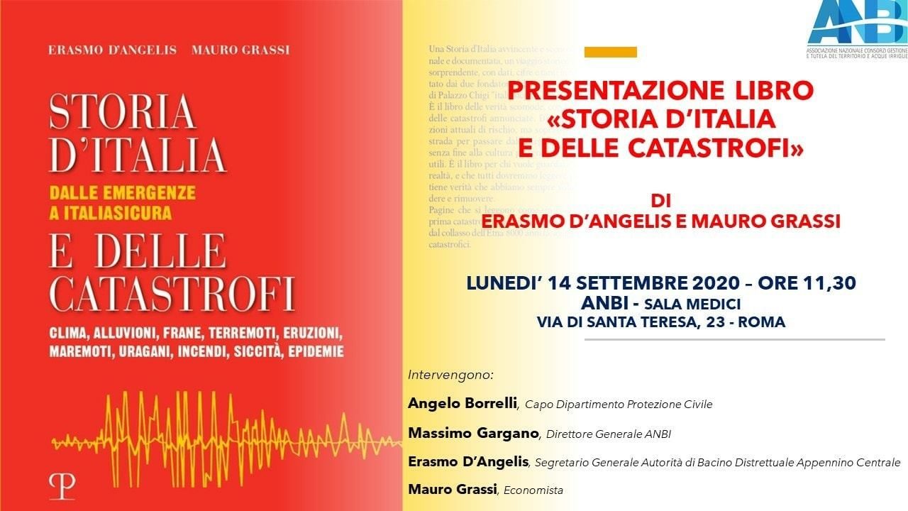 PRESENTAZIONE LIBRO: STORIA D’ITALIA E DELLE CATASTROFI. 14 SETTEMBRE ORE 11,30