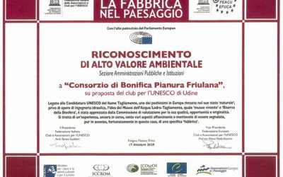 RICONOSCIMENTO UNESCO A PROGETTO CONSORZIO DI BONIFICA IN FRIULI VENEZIA GIULIA SUL MUSEO DELL’ACQUA LEDRA-TAGLIAMENTO