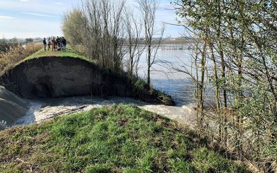 Rottura argine Diversivo di Burana a Canaletto: subito al lavoro per chiudere la falla. Ore 7 di lunedì 18 novembre: individuata una falla nel Diversivo di Burana in località Canaletto di Finale Emilia, i tecnici danno subito l’allarme e parte la macchina delle emergenze