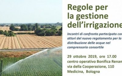 Regole per la gestione dell’irrigazione: ultima chiamata! 29 ottobre, alle 17, a Medicina