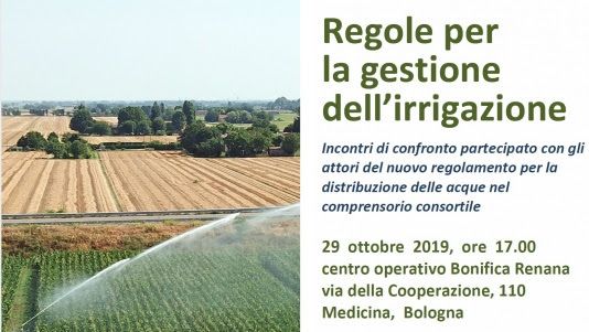 Regole per la gestione dell’irrigazione: ultima chiamata! 29 ottobre, alle 17, a Medicina