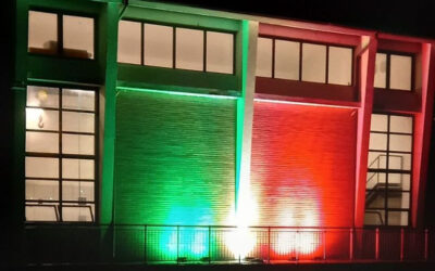Le idrovore della Bonifica Renana illuminate dal tricolore – 18 marzo 2025