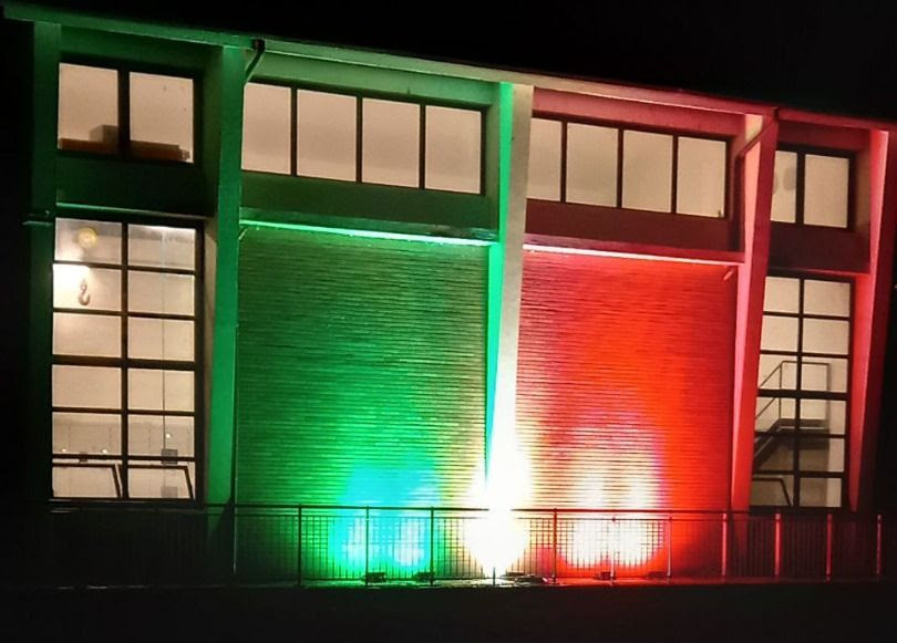 Le idrovore della Bonifica Renana illuminate dal tricolore – 18 marzo 2025
